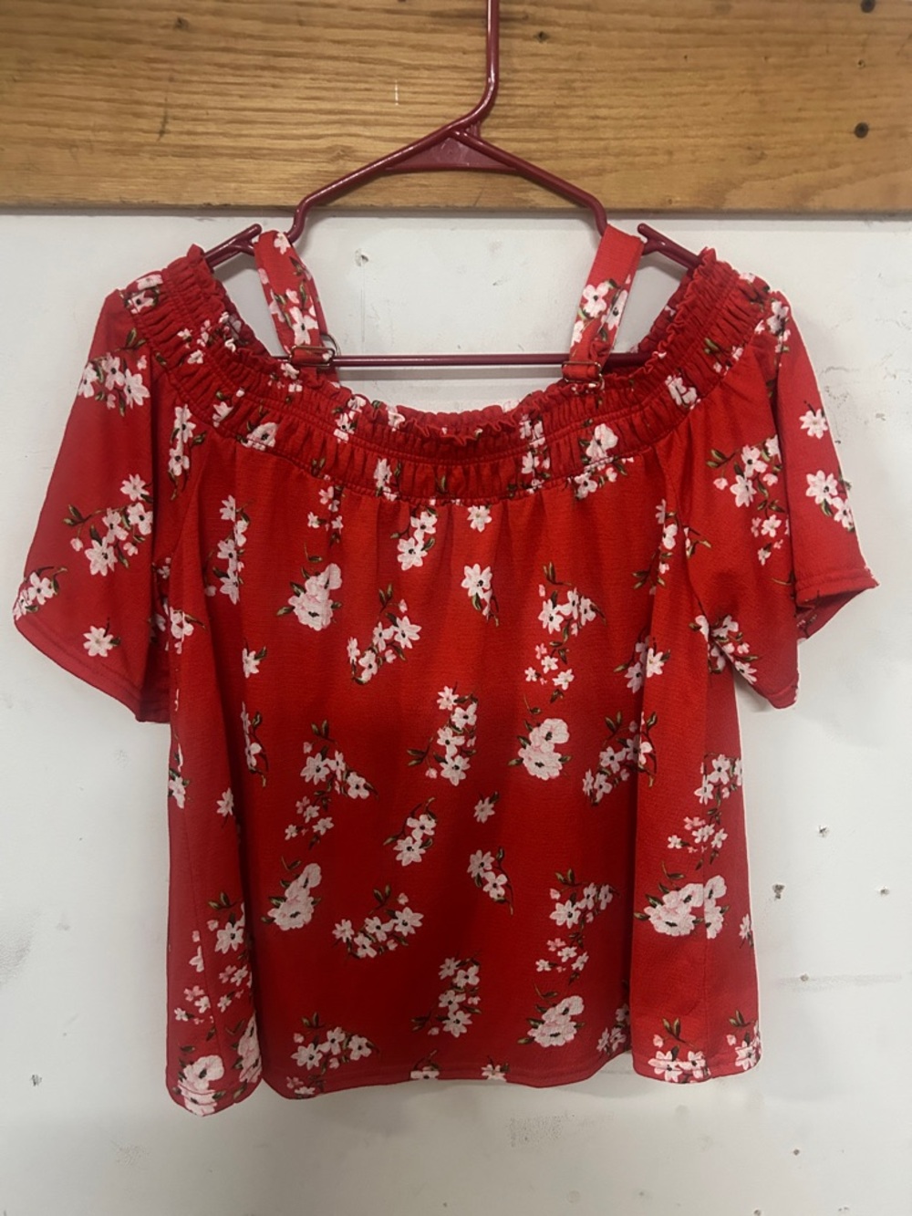 Red Floral Off-Shoulder Women’s Top
